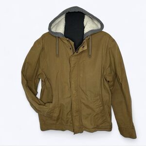 American Eagle Canvas Barn Chore Coat Sz L Hood Workwear Jacket Utility Stained